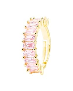 European and American Hip Hop Style Copper Plated Open-end Women Wholesale Ring - Pink