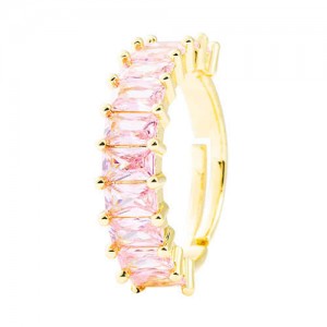 European and American Hip Hop Style Copper Plated Open-end Women Wholesale Ring - Pink