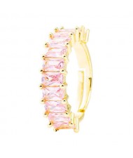 European and American Hip Hop Style Copper Plated Open-end Women Wholesale Ring - Pink