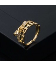 Fashion Jewelry Key and Lock Unique Design Gold Plated Copper Women Ring