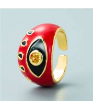 Classic Eye Design Wholesale Fashion Jewelry Women Enamel Chunky Ring - Red