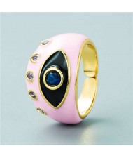 Classic Eye Design Wholesale Fashion Jewelry Women Enamel Chunky Ring - Pink