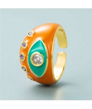 Classic Eye Design Wholesale Fashion Jewelry Women Enamel Chunky Ring - Orange