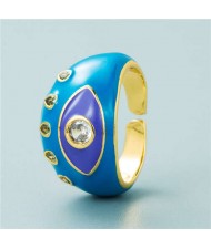 Classic Eye Design Wholesale Fashion Jewelry Women Enamel Chunky Ring - Sea Blue