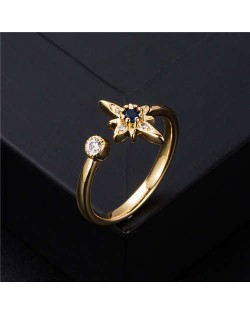 Ethnic Style Shining Star Shape Popular Open-end Women Costume Ring