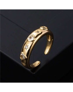 Minimalist Heart and Star Design Copper Open-end Costume Ring