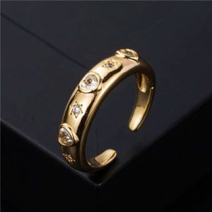 Minimalist Heart and Star Design Copper Open-end Costume Ring