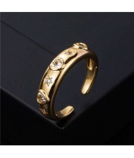 Minimalist Heart and Star Design Copper Open-end Costume Ring