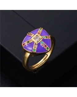 U.S. Fashion Retro Colorful Oil-spot Glaze Jellyfish Modeling Women Costume Ring - Purple