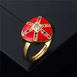 U.S. Fashion Retro Colorful Oil-spot Glaze Jellyfish Modeling Women Costume Ring - Red