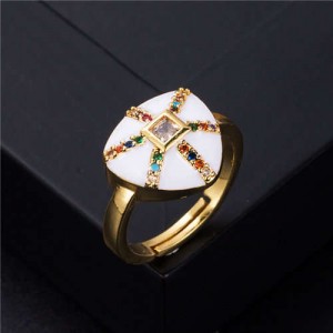 U.S. Fashion Retro Colorful Oil-spot Glaze Jellyfish Modeling Women Costume Ring - White