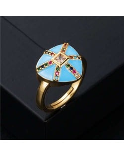 U.S. Fashion Retro Colorful Oil-spot Glaze Jellyfish Modeling Women Costume Ring - Blue