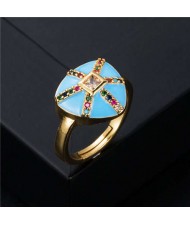 U.S. Fashion Retro Colorful Oil-spot Glaze Jellyfish Modeling Women Costume Ring - Blue