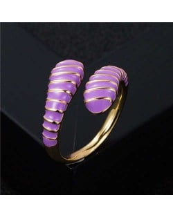 European and American High Fashion Creative Cobra Modeling Open-end Costume Ring - Lavender