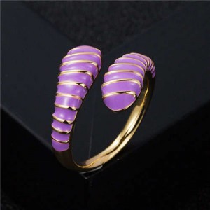 European and American High Fashion Creative Cobra Modeling Open-end Costume Ring - Lavender