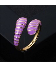 European and American High Fashion Creative Cobra Modeling Open-end Costume Ring - Lavender