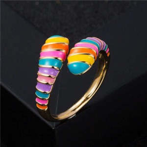 European and American High Fashion Creative Cobra Modeling Open-end Costume Ring - Multicolor