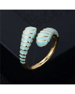 European and American High Fashion Creative Cobra Modeling Open-end Costume Ring - Sky Blue