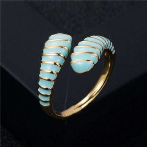 European and American High Fashion Creative Cobra Modeling Open-end Costume Ring - Sky Blue