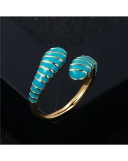 European and American High Fashion Creative Cobra Modeling Open-end Costume Ring - Blue