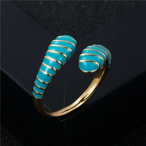 European and American High Fashion Creative Cobra Modeling Open-end Costume Ring - Blue
