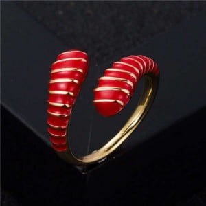 European and American High Fashion Creative Cobra Modeling Open-end Costume Ring - Red