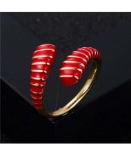 European and American High Fashion Creative Cobra Modeling Open-end Costume Ring - Red