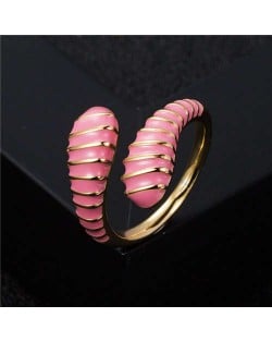 European and American High Fashion Creative Cobra Modeling Open-end Costume Ring - Pink