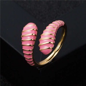 European and American High Fashion Creative Cobra Modeling Open-end Costume Ring - Pink