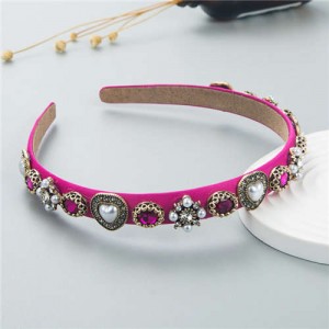 Korean Fashion Elegant Pearl Vintage Alloy Hairhoop - Rose