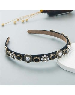 Korean Fashion Elegant Pearl Vintage Alloy Hairhoop - Black