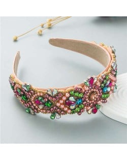 Shining Rhinestone Gorgeous Crafted Fashion Trend Luxury Bejeweled Headband - Champagne