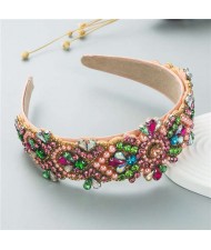 Shining Rhinestone Gorgeous Crafted Fashion Trend Luxury Bejeweled Headband - Champagne