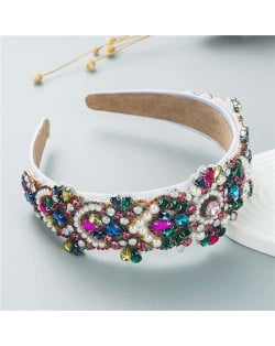 Shining Rhinestone Gorgeous Crafted Fashion Trend Luxury Bejeweled Headband - Multicolor