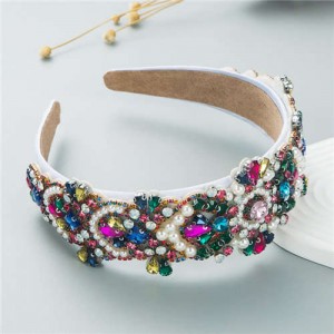 Shining Rhinestone Gorgeous Crafted Fashion Trend Luxury Bejeweled Headband - Multicolor