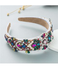 Shining Rhinestone Gorgeous Crafted Fashion Trend Luxury Bejeweled Headband - Multicolor