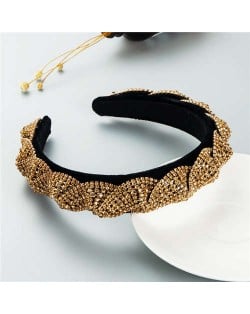 Beautiful Workmanship Fashion Trendy Bling Rhinestone Bejeweled Flannel Women Headband - Champagne