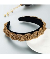 Beautiful Workmanship Fashion Trendy Bling Rhinestone Bejeweled Flannel Women Headband - Champagne