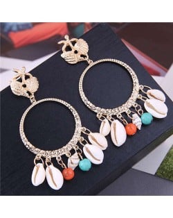 Seashell Pendants Golden Hoop Bohemian Beach Fashion Western Style Women Earrings