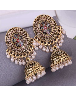 Royal Court Fashion Vintage Bohemian Pearl Tassel Dangle Earrings - Multicolor