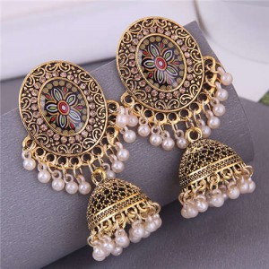 Royal Court Fashion Vintage Bohemian Pearl Tassel Dangle Earrings - Multicolor
