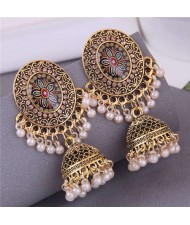 Royal Court Fashion Vintage Bohemian Pearl Tassel Dangle Earrings - Multicolor