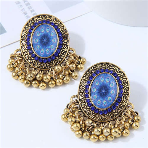 Royal Fashion Golden Beads Tassel Design Oval Shape Women Costume