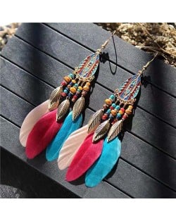 Bohemian Fashion Feather Design Popular U.S. Style Women Costume Earrings - Multicolor