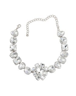 Fashion Sparkling Geometric Glass Rhinestones Evening Necklace - Golden