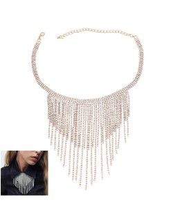 Hip-hop Design Three Layers Full Bling Rhinestones Bold Fashion Women  Necklace - Golden