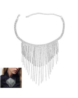 U.S. Fashion Full Rhinestone Long Tassel Wholesale Women  Necklace - Golden