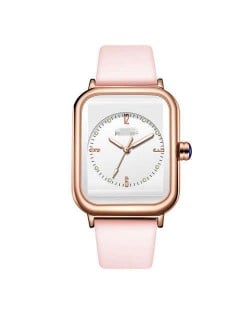 Fashionable Sport Style Square Dial Silicone Strap Women Wrist Watch - Pink