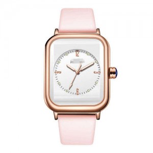 Fashionable Sport Style Square Dial Silicone Strap Women Wrist Watch - Pink