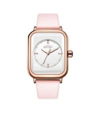 Fashionable Sport Style Square Dial Silicone Strap Women Wrist Watch - Pink